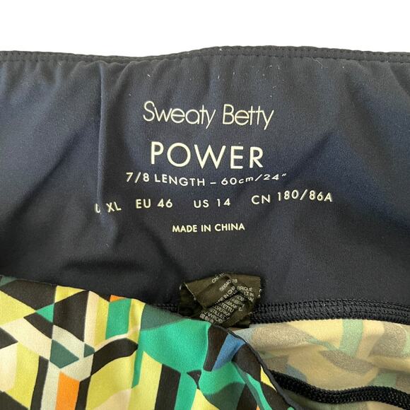 Sweaty Betty Power 7/8 Workout Leggings Pants Floral Pockets Blue 14 - Picture 9 of 10